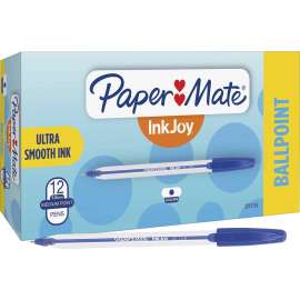 InkJoy 50ST Stick Ballpoint Pen, Medium 1mm, Blue Ink, Clear Barrel, Dozen