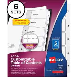 Avery® Classification Folder 5-tab TOC Dividers, 1000 Label