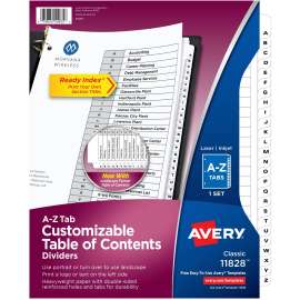 Avery® A-Z Black & White Table of Contents Dividers, 25/Pack