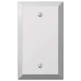 Amerelle Century Polished Chrome Light Gray 1 gang Stamped Steel Blank Wall Plate 1 pk