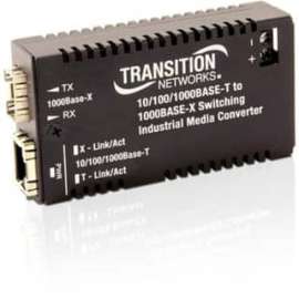 Transition Networks Hardened Mini 10/100/1000 Bridging Media Converter, 1 x Network (RJ-45), 1 x LC Ports, DuplexLC Port, Multi-mode