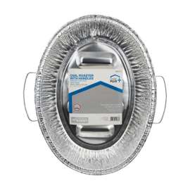 Home Plus Durable Foil 12-3/4 in. W X 17-3/8 in. L Oval Roaster Pan Silver 1 pk