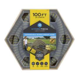 Hydrotech 5/8 in. D X 100 ft. L Medium Duty Expandable Lightweight Garden Hose Gray/Yellow