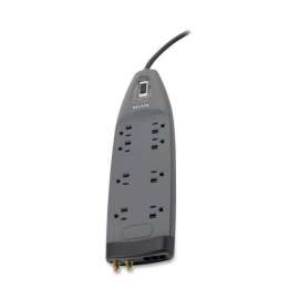 Belkin 8-Outlet 3240 Joules SurgeMaster Protector, 8 Receptacle(s), 3550 J, 125 V AC Input, Cable Modem/DSL/Fax/Phone, Coaxial Cable Line