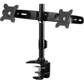 Amer Mounts Clamp Based Dual Monitor Mount for two 15"-24" LCD/LED Flat Panel Screens, Supports up to 26.5lb monitors, +/- 20 degree tilt, and VESA 75/100