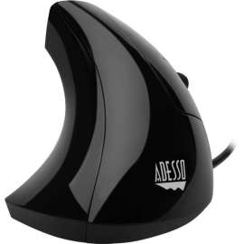 Adesso iMouse E1 Vertical Ergonomic Illuminated Mouse, Optical, Cable, Glossy Black, USB