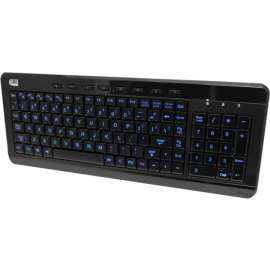Adesso 3-Color Illuminated Compact Multimedia Keyboard, Cable Connectivity, USB Interface Backlight On/Off, Play/Pause, Mute, Volume Down, Volume Up, Illumination Key, Adjustable Brightness, Windows Key Hot Key(s), English, French, Windows