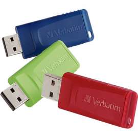 Verbatim 8GB Store 'n' Go USB Flash Drive, 3pk, Red, Green, Blue, 8GB, 3pk