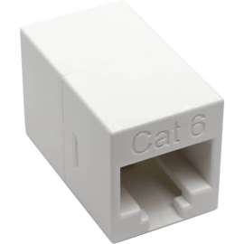 Tripp Lite Cat6 Straight-Through Modular Compact In-Line Coupler (RJ45 F/F), White, TAA, 1 x RJ-45 Network Female, 1 x RJ-45 Network Female, Gold Contact, White
