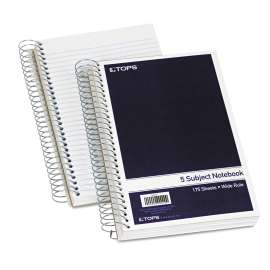 Wirebound Five-Subject Notebook, Wide/Legal Rule, Navy Cover, 9.5 x 6, 175 Sheets