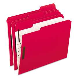 Colored Classification Folders with Embossed Fasteners, 2 Fasteners, Letter Size, Red Exterior, 50/Box