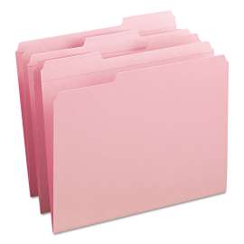 Reinforced Top Tab Colored File Folders, 1/3-Cut Tabs: Assorted, Letter Size, 0.75" Expansion, Pink, 100/Box