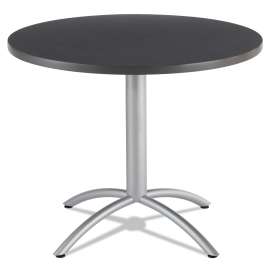 CafeWorks Table, Cafe-Height, Round Top, 36" Diameter x 30h, Graphite Granite/Silver