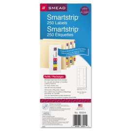 Color-Coded Smartstrip Refill Label Forms, Laser Printer, Assorted, 1.5 x 7.5, White, 250/Pack