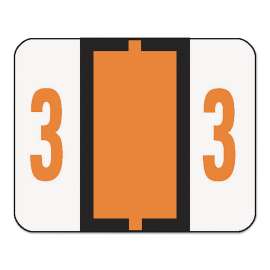 Numerical End Tab File Folder Labels, 3, 1 x 1.25, White, 500/Roll