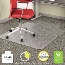EconoMat Occasional Use Chair Mat, Low Pile Carpet, Flat, 36 x 48, Lipped, Clear
