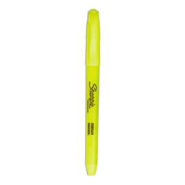 Pocket Style Highlighters, Fluorescent Yellow Ink, Chisel Tip, Yellow Barrel, Dozen