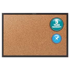 Classic Series Cork Bulletin Board, 24 x 18, Natural Surface, Black Aluminum Frame