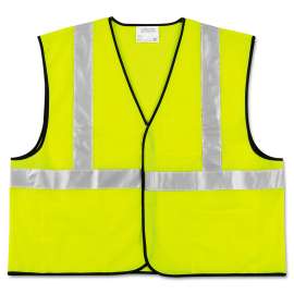 Class 2 Safety Vest, Polyester, Large Fluorescent Lime with Silver Stripe