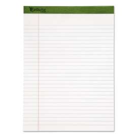 Earthwise by Ampad Recycled Writing Pad, Wide/Legal Rule, Politex Green Headband, 50 White 8.5 x 11.75 Sheets, Dozen