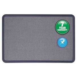 Contour Fabric Bulletin Board, 48 x 36, Light Blue Surface, Navy Blue Plastic Frame