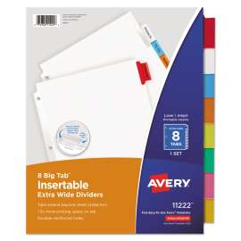 Insertable Big Tab Dividers, 8-Tab, 11.13 x 9.25, White, Assorted Tabs, 1 Set