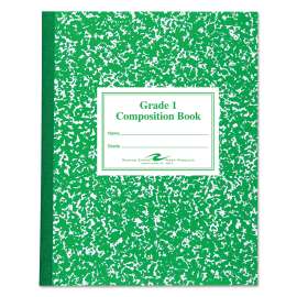 Grade School Ruled Composition Book, Manuscript Format, Green Cover, 9.75 x 7.75, 50 Sheets