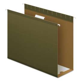 Extra Capacity Reinforced Hanging File Folders with Box Bottom, 4" Capacity, Letter Size, 1/5-Cut Tabs, Green, 25/Box