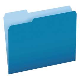 Colored File Folders, 1/3-Cut Tabs: Assorted, Letter Size, Blue/Light Blue, 100/Box