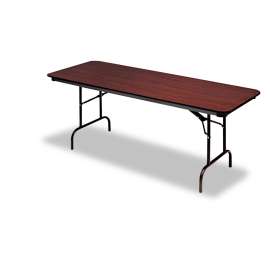 OfficeWorks Commercial Wood-Laminate Folding Table, Rectangular Top, 96w x 30d x 29h, Mahogany