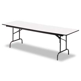 OfficeWorks Commercial Wood-Laminate Folding Table, Rectangular Top, 96w x 30d x 29h, Gray/Charcoal