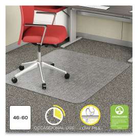 EconoMat Occasional Use Chair Mat, Low Pile Carpet, Roll, 46 x 60, Rectangle, Clear