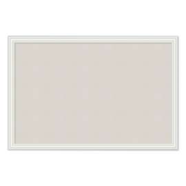 Linen Bulletin Board with Décor Frame, 30 x 20, Natural Surface, White MDF Frame