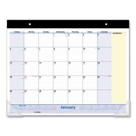 QuickNotes Desk Pad, 22 x 17, White/Blue/Yellow Sheets, Black Binding, Clear Corners, 13-Month (Jan to Jan): 2023 to 2024