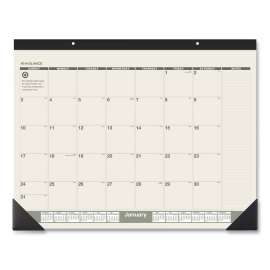 Recycled Monthly Desk Pad, 22 x 17, Sand/Green Sheets, Black Binding, Black Corners, 12-Month (Jan to Dec): 2023