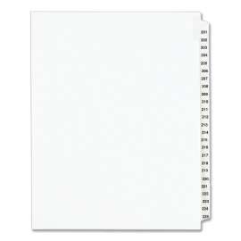 Preprinted Legal Exhibit Side Tab Index Dividers, Avery Style, 25-Tab, 201 to 225, 11 x 8.5, White, 1 Set, (1338)