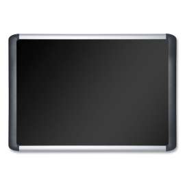 Soft-touch Bulletin Board, 72 x 48, Black Fabric Surface, Aluminum/Black Aluminum Frame