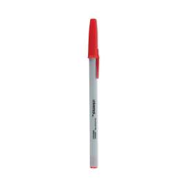 Ballpoint Pen, Stick, Medium 1 mm, Red Ink, Gray Barrel, Dozen