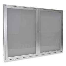 Ghent 2 Door Enclosed Vinyl Bulletin Board with Satin Frame