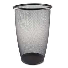 Onyx Round Mesh Wastebaskets, 9 gal, Steel Mesh, Black