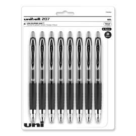 Signo 207 Gel Pen, Retractable, Medium 0.7 mm, Black Ink, Translucent Black Barrel, 8/Pack