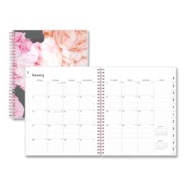 Joselyn Monthly Wirebound Planner, Joselyn Floral Artwork, 10 x 8, Pink/Peach/Black Cover, 12-Month (Jan to Dec): 2023