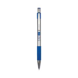 F-301 Ballpoint Pen, Retractable, Fine 0.7 mm, Blue Ink, Stainless Steel/Blue Barrel, 2/Pack