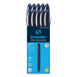 One Business Roller Ball Pen, Stick, Fine 0.6 mm, Blue Ink, Blue Barrel, 10/Box
