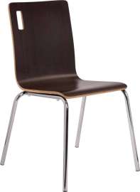 NPS - Bushwick Series Espresso Bentwood Stack Chair with Chrome Frame