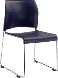 NPS - 8800 Series Navy Blue Plastic 18" Cafetorium Stack Chair with Chrome Steel Frame