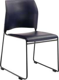 NPS - 8700 Series Blue Plush Vinyl 18" Cafetorium Stack Chair with Chrome Steel Frame
