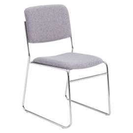 NPS - 8600 Series Classic Gray Fabric Padded Signature Stack Chair with Chrome Steel Frame