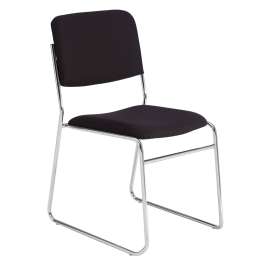 NPS - 8600 Series Ebony Black Fabric Padded Signature Stack Chair with Chrome Steel Frame