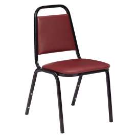NPS - 9100 Series Pleasant Burgundy Vinyl Upholstered Banquet Stack Chair with Black Steel Frame